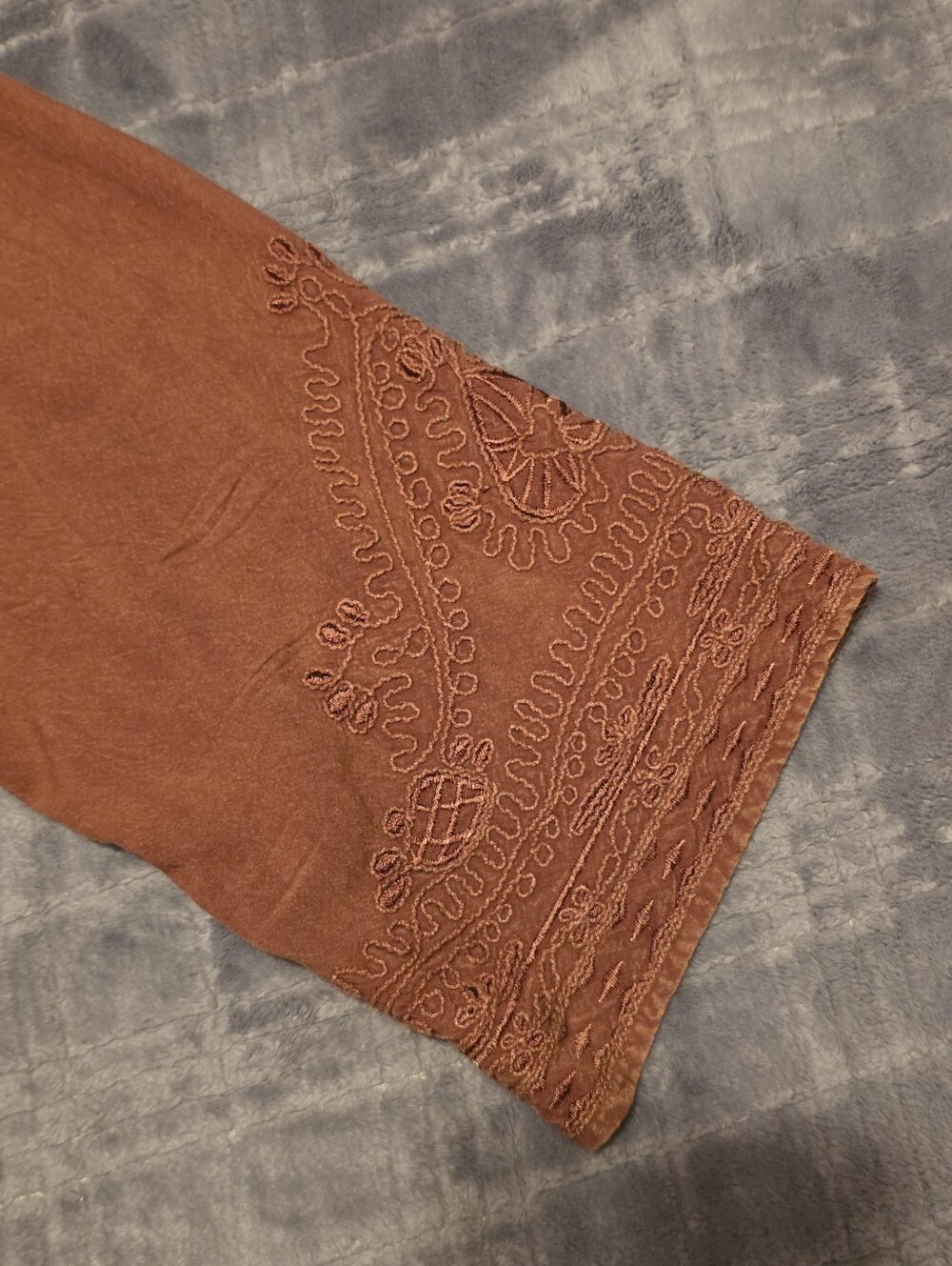 Solitaire Rust Embroidered Peasant Midi Dress/Tunic size 1X - Picture 3 of 11